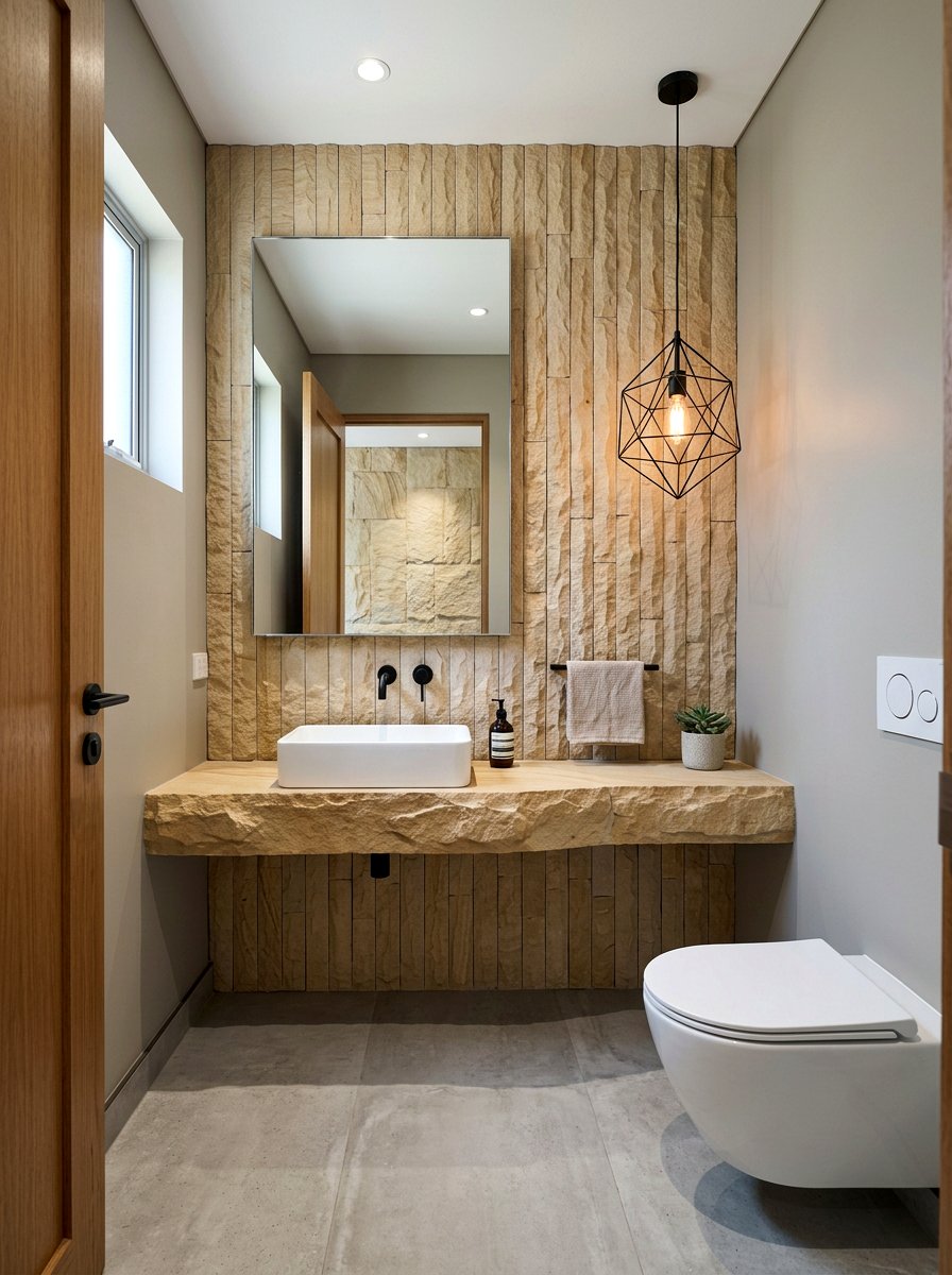 Contemporary Sandstone Restroom - 30 sandstone powder room ideas