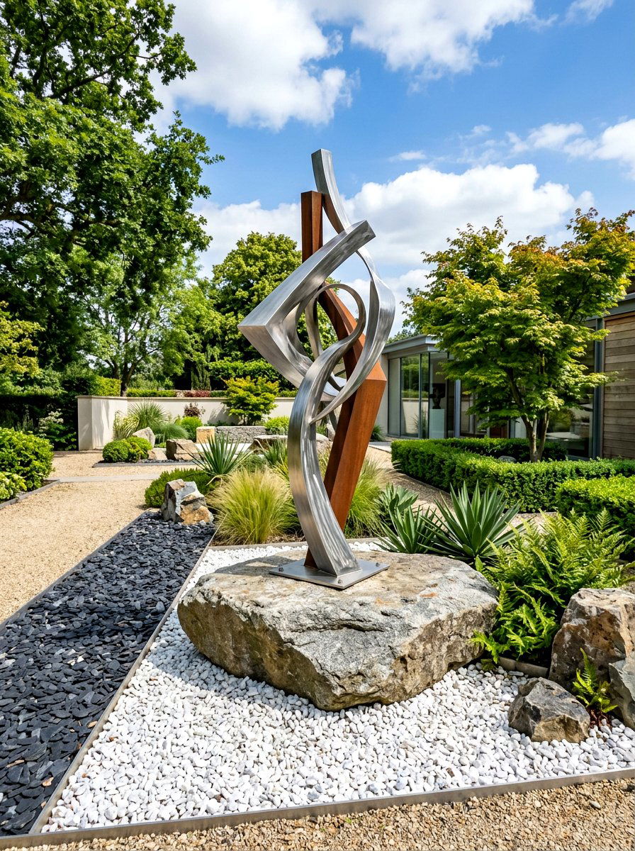 Contemporary Sculpture Rock Garden - 30 rock garden ideas