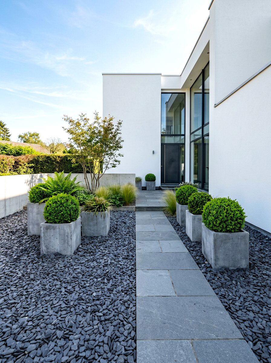 Contemporary Slate Garden - 30 no mow front yard ideas