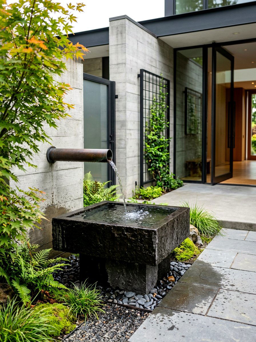 Contemporary Spout Basin - 30 water feature landscaping ideas