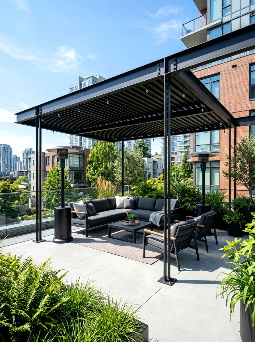 Contemporary Steel Pergola - 30 backyard pergola ideas