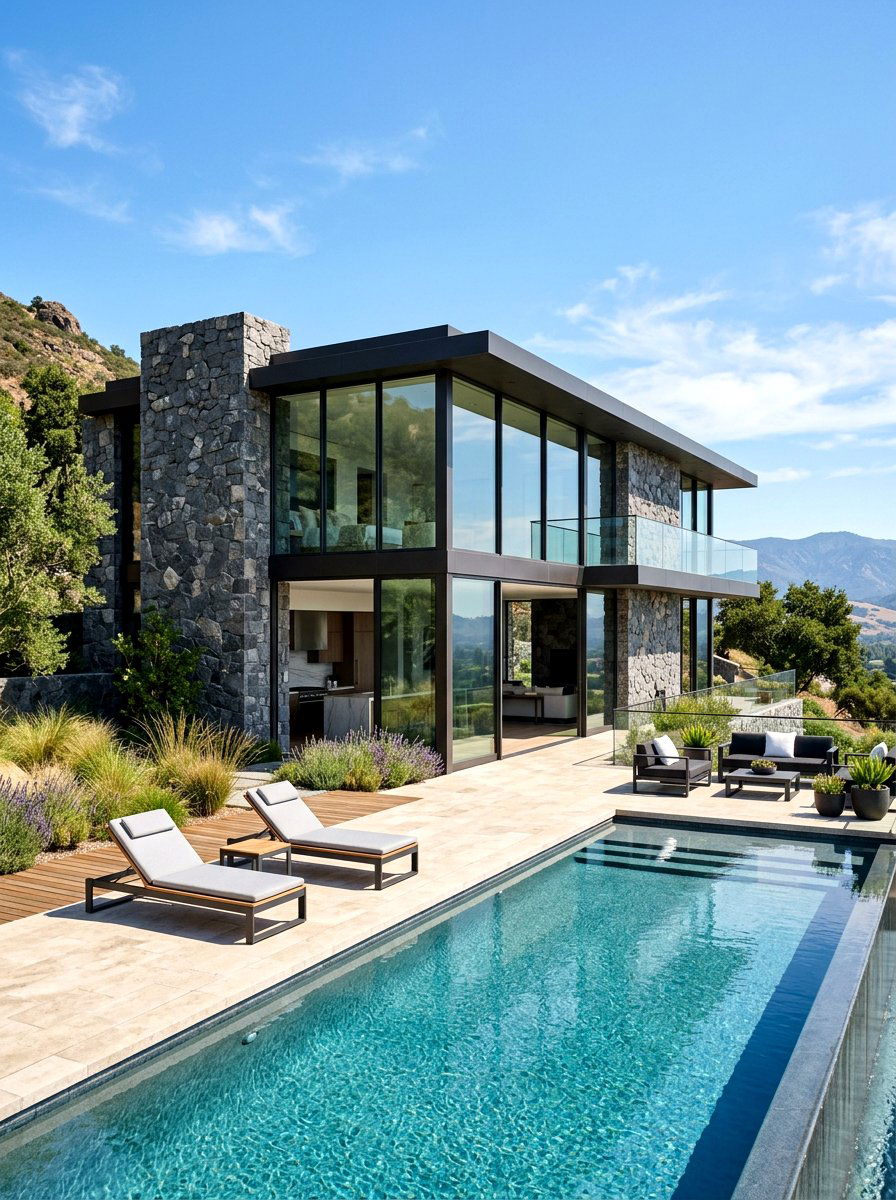 Contemporary Stone And Glass - 30 stone house exterior ideas