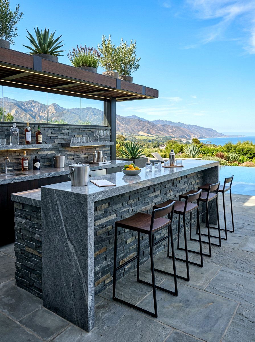 Contemporary Stone Bar - 30 poolside bar ideas