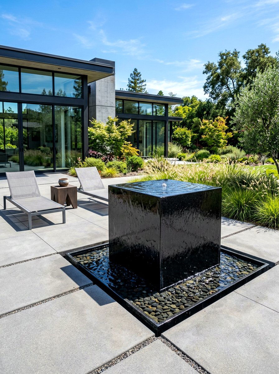 Contemporary Stone Fountain - 30 bubbling rock fountain ideas