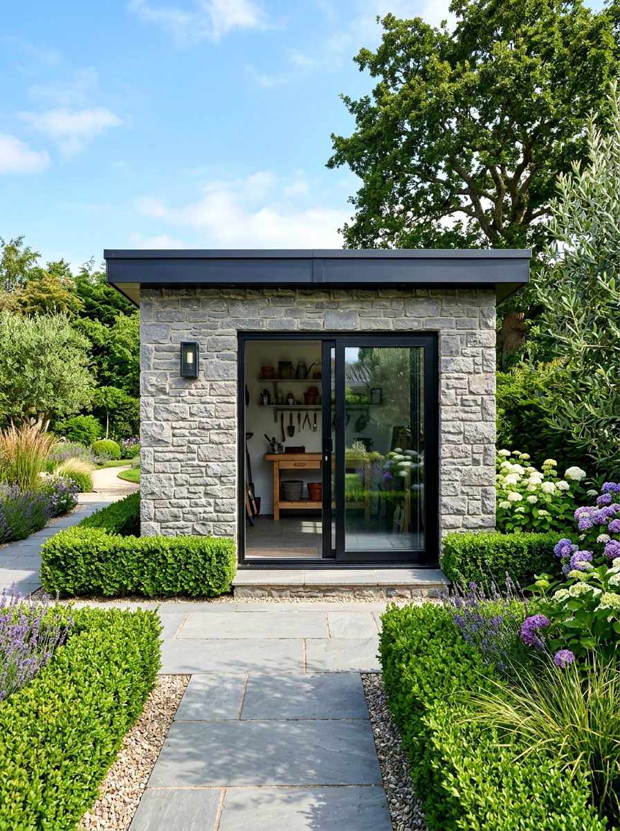 Contemporary Stone Garden Shed - 30 modern garden shed ideas