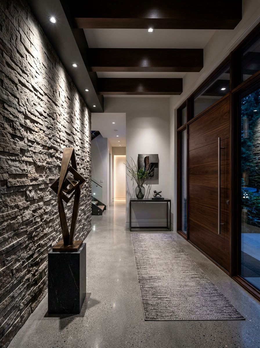 Contemporary Stone Wall Lighting - 30 stone accent wall ideas