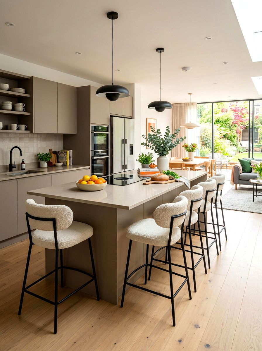 Contemporary Taupe Kitchen Island Seating - 30 taupe kitchen ideas