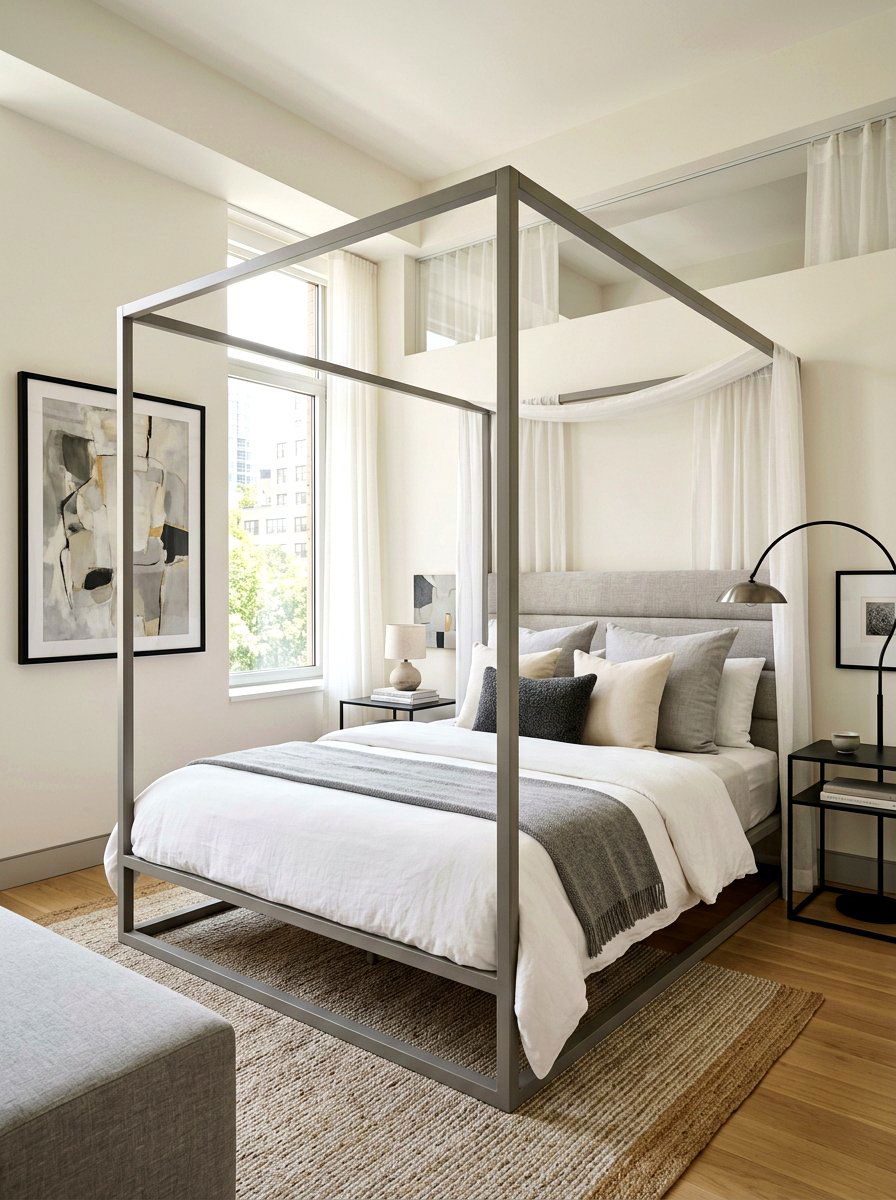 Contemporary Upholstered Canopy Bed - 30 canopy bed ideas