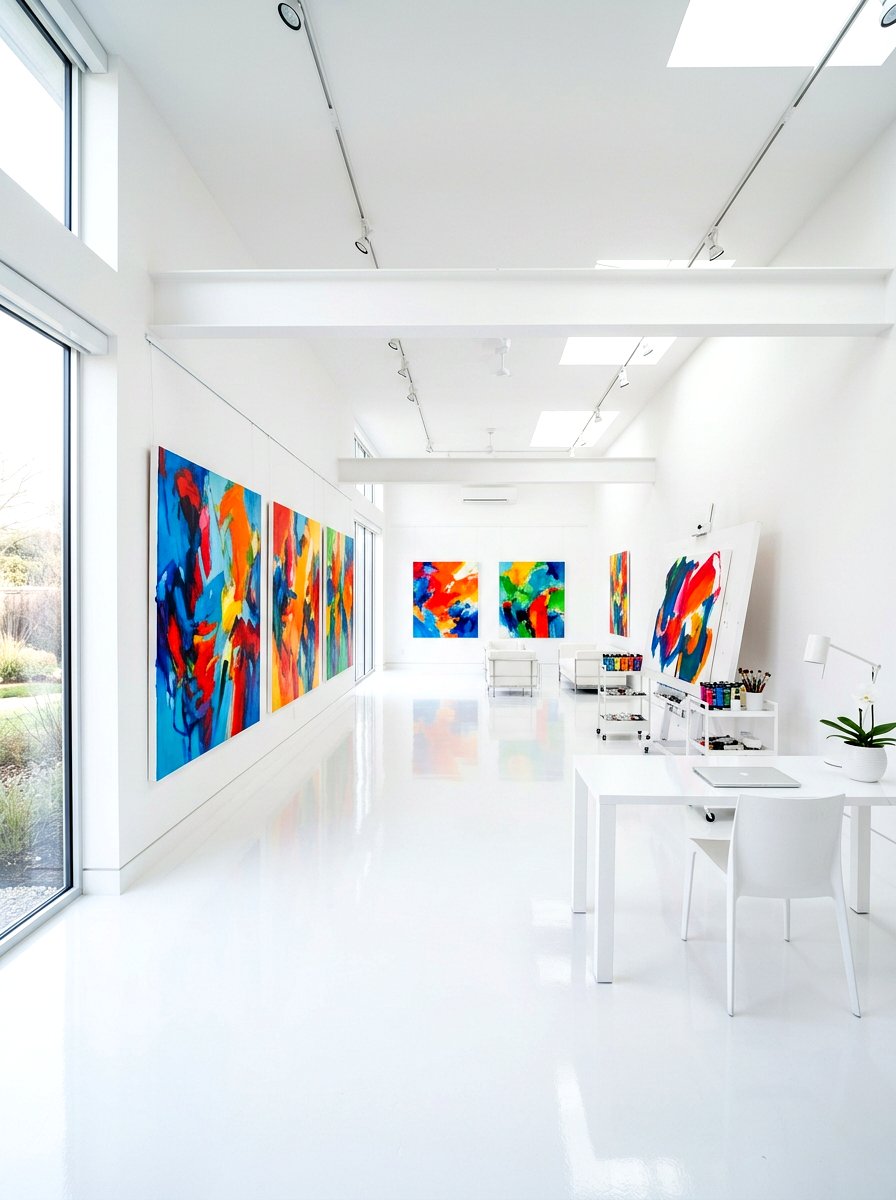 Contemporary White Art Studio - 30 art studio room ideas