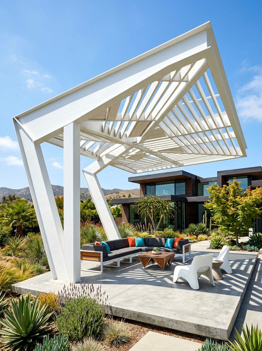 Contemporary White Pergola - 30 white pergola ideas
