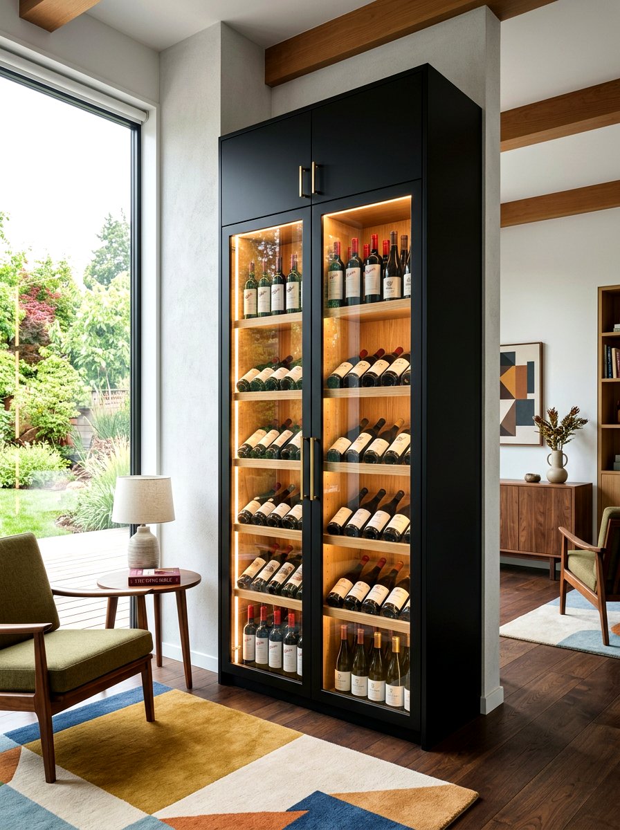 Contemporary Wine Cabinet - 30 wine wall display ideas
