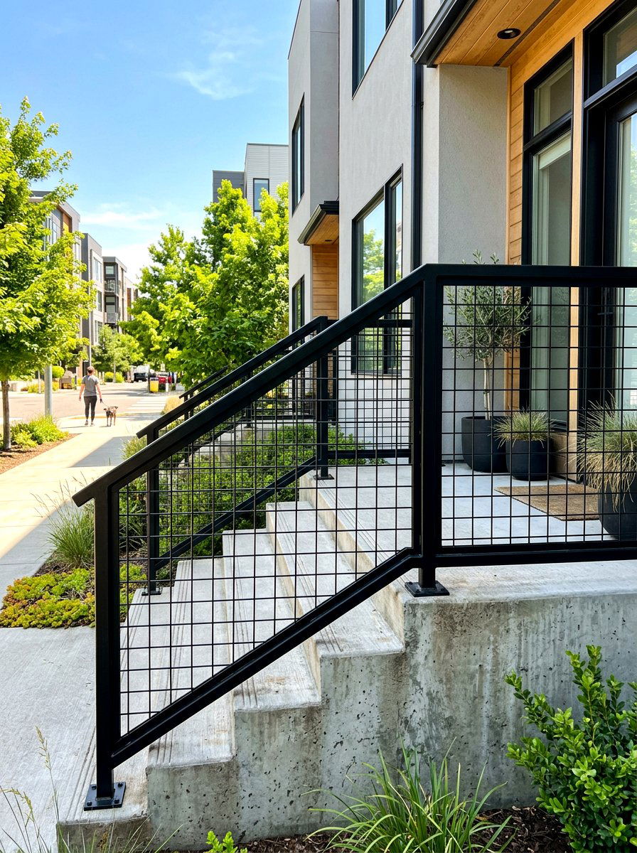 Contemporary Wire Mesh Railing - 30 front porch railing ideas