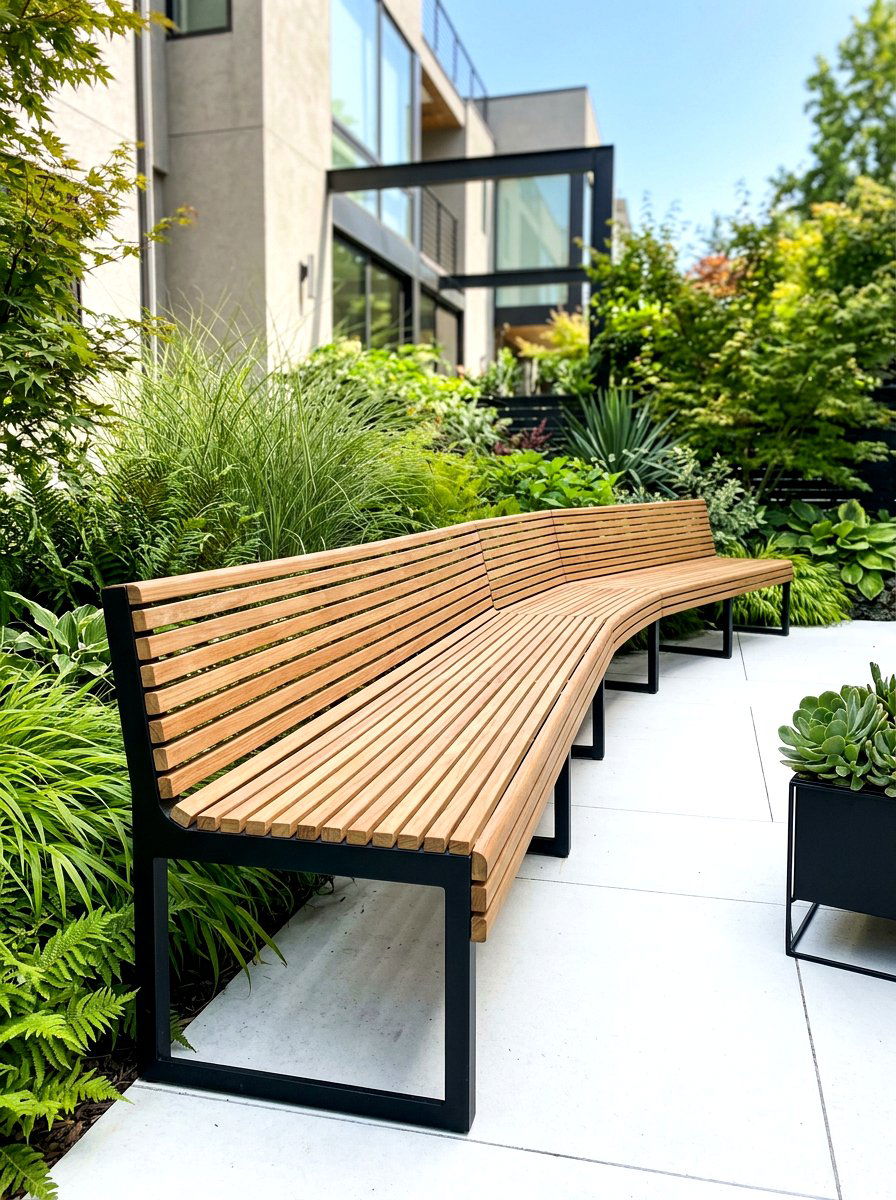 Contemporary Wood Slat Seat Wall - 30 seat wall ideas