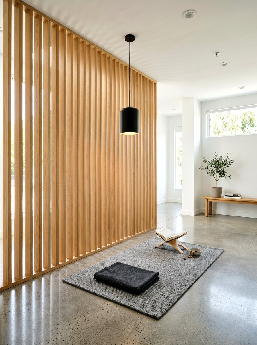 Contemporary Wood Slats Prayer Area - 30 prayer room ideas