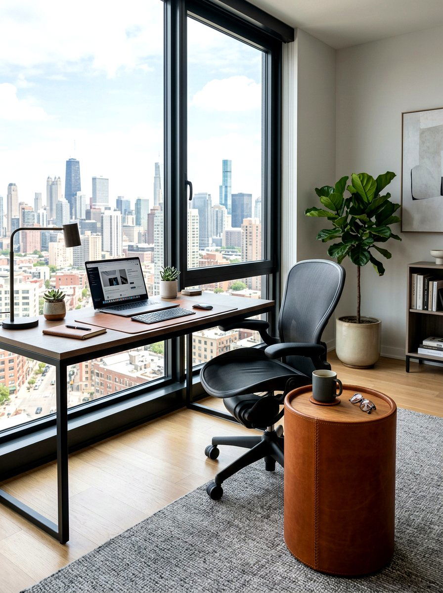 Contemporary Workspace Leather Drink Table - 30 drink table ideas