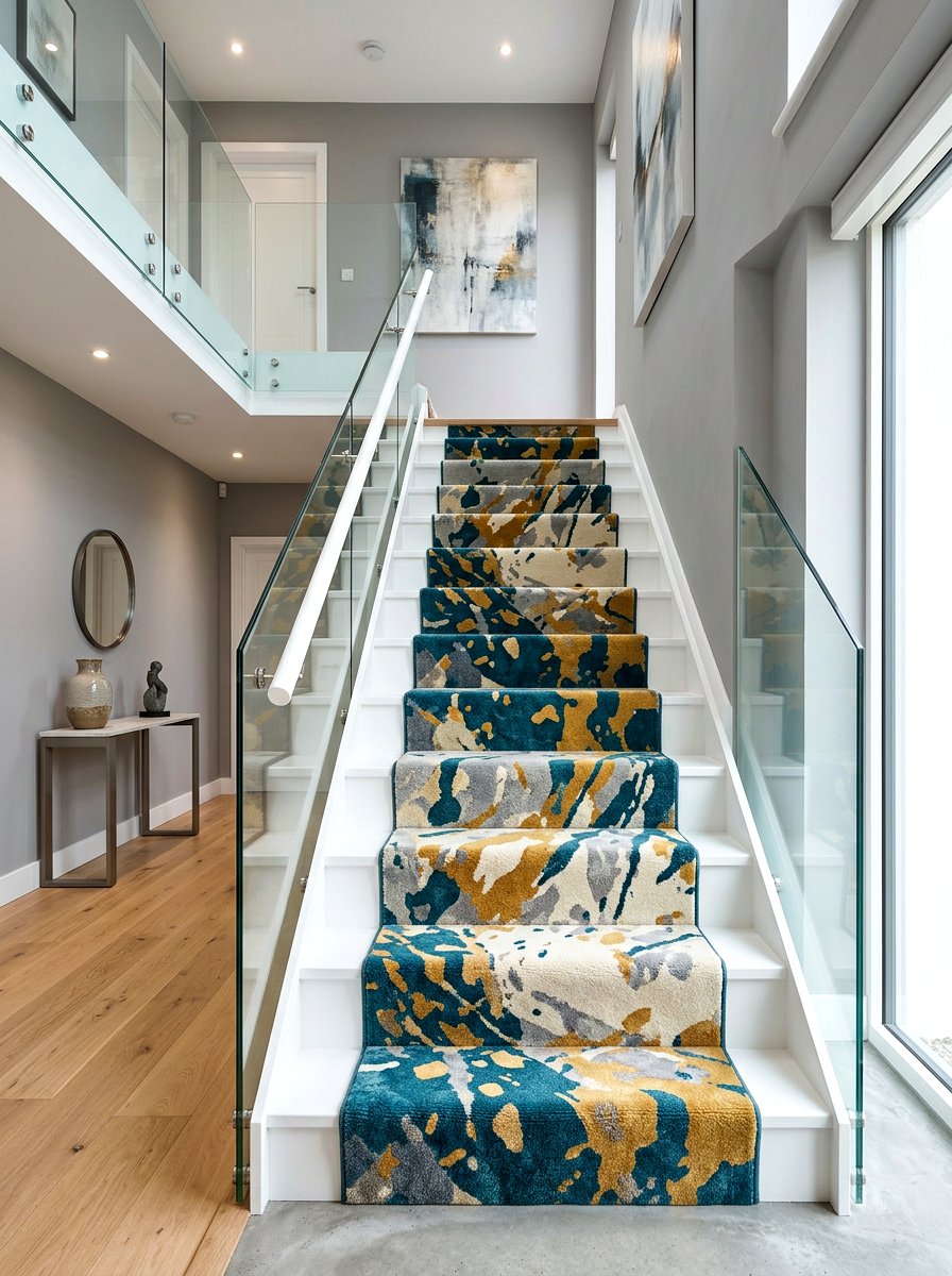 Contemporary abstract stair runner - 30 stair runner ideas