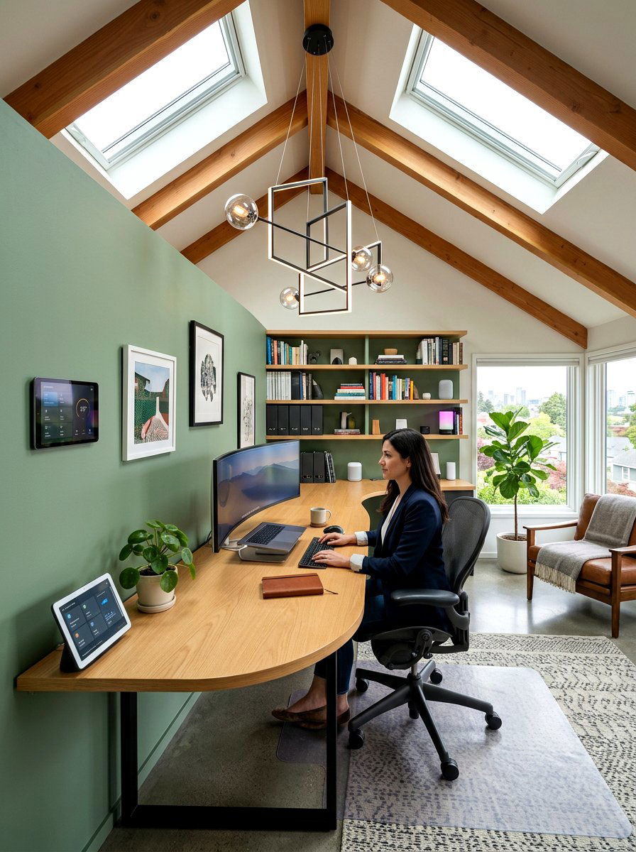 Contemporary attic office - 30 attic office ideas