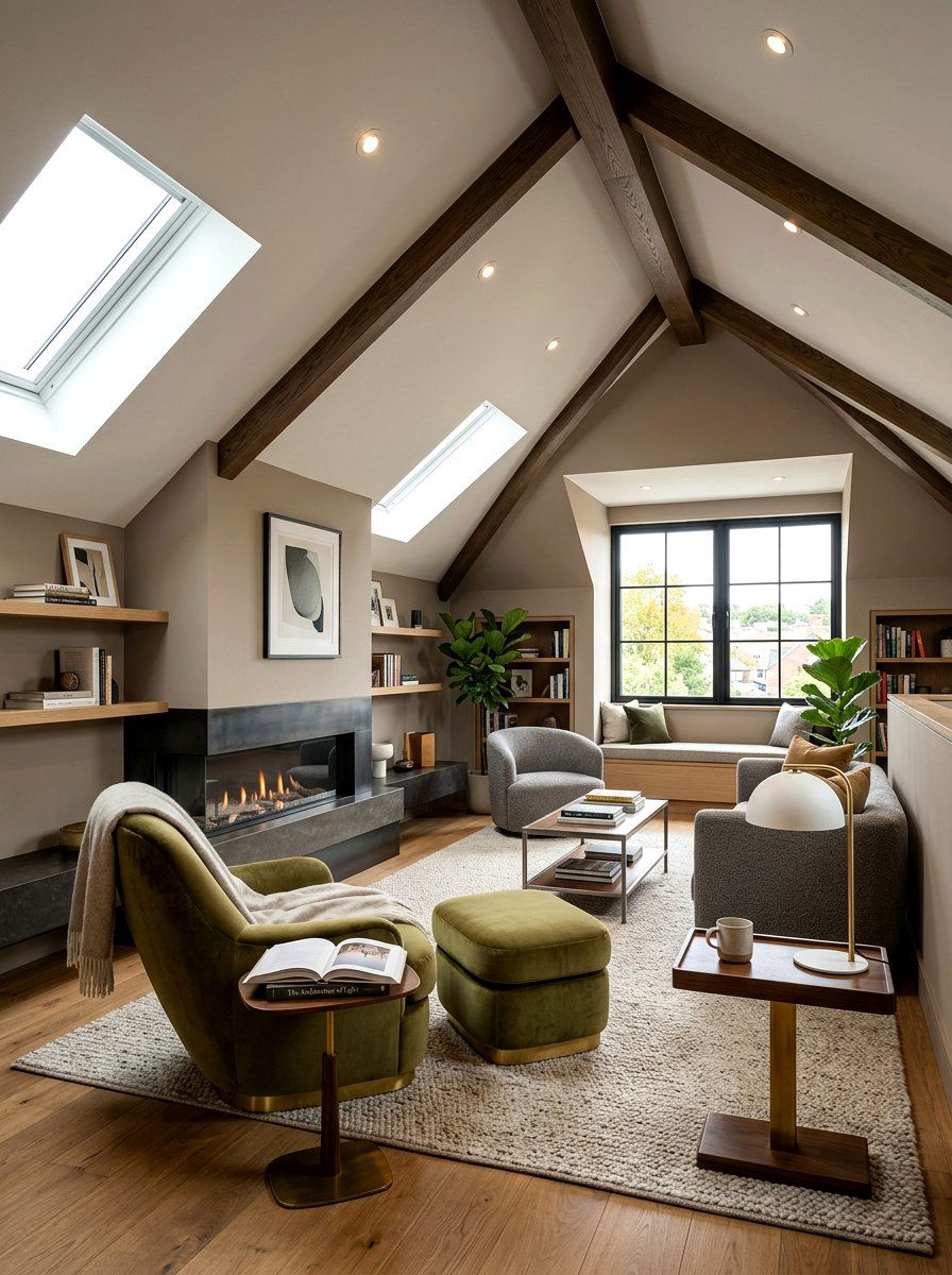 Contemporary attic reading lounge - 30 attic reading room ideas