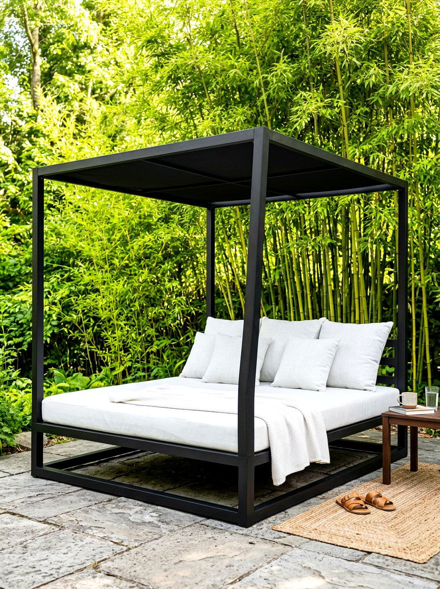Contemporary black daybed - 30 outdoor daybed canopy ideas