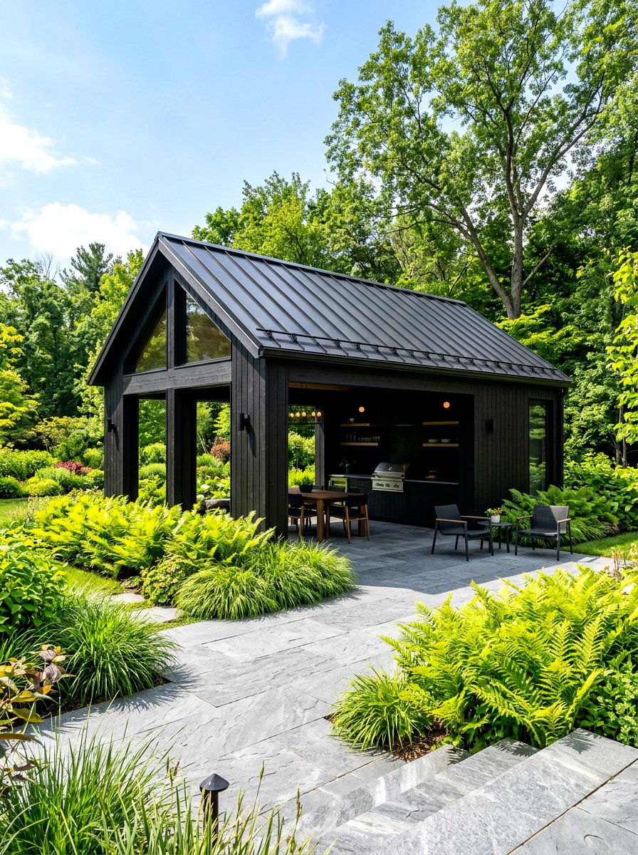 Contemporary black pavilion - 30 hexagon pavilion ideas