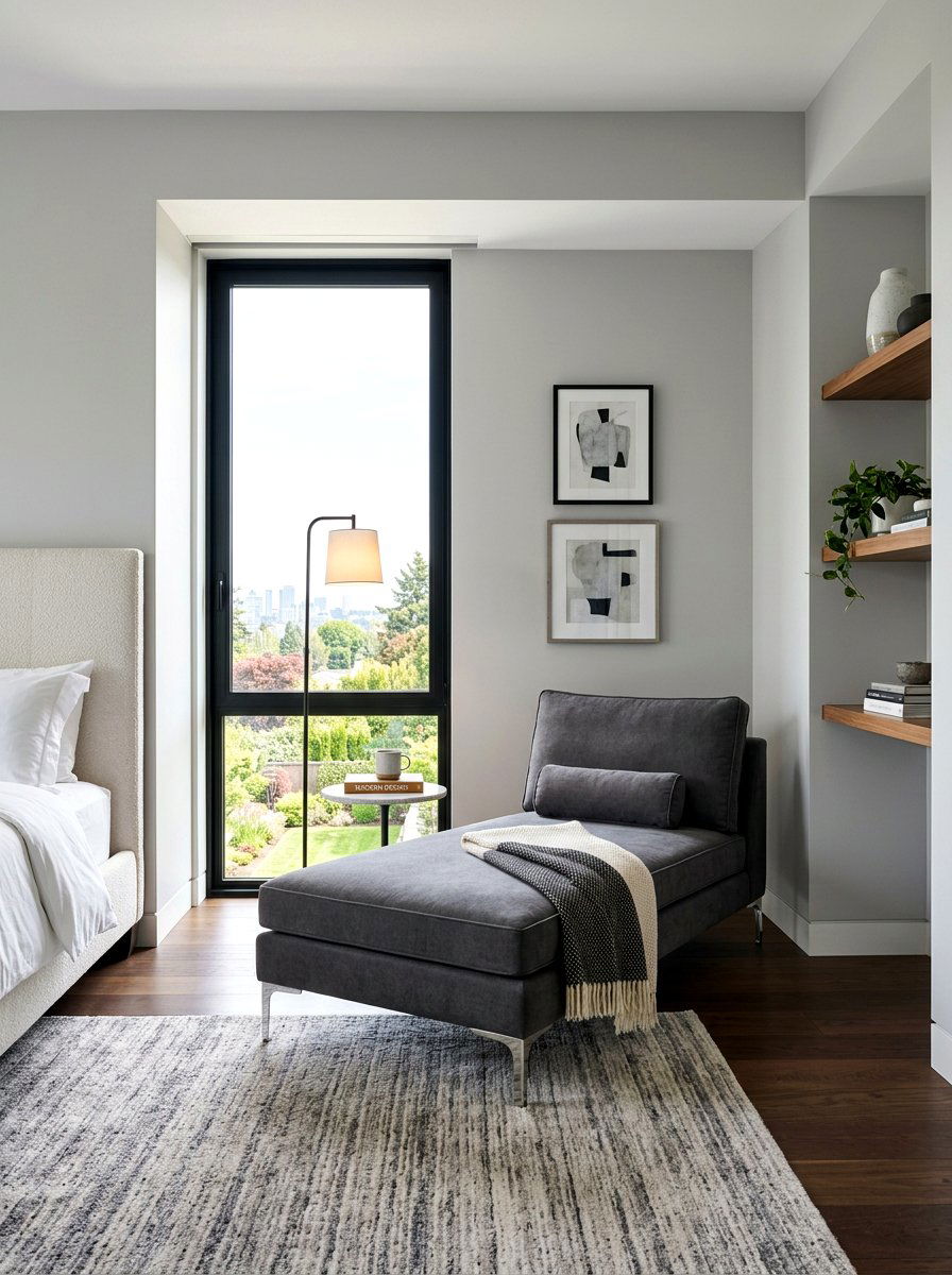 Contemporary chaise lounge - 30 bedroom alcove seating ideas