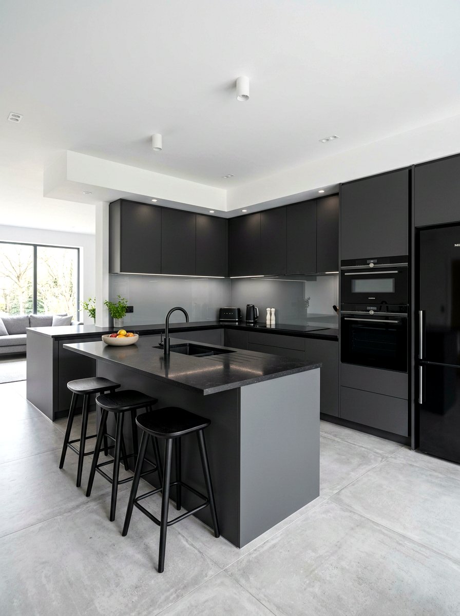Contemporary charcoal kitchen black appliances - 30 charcoal kitchen ideas