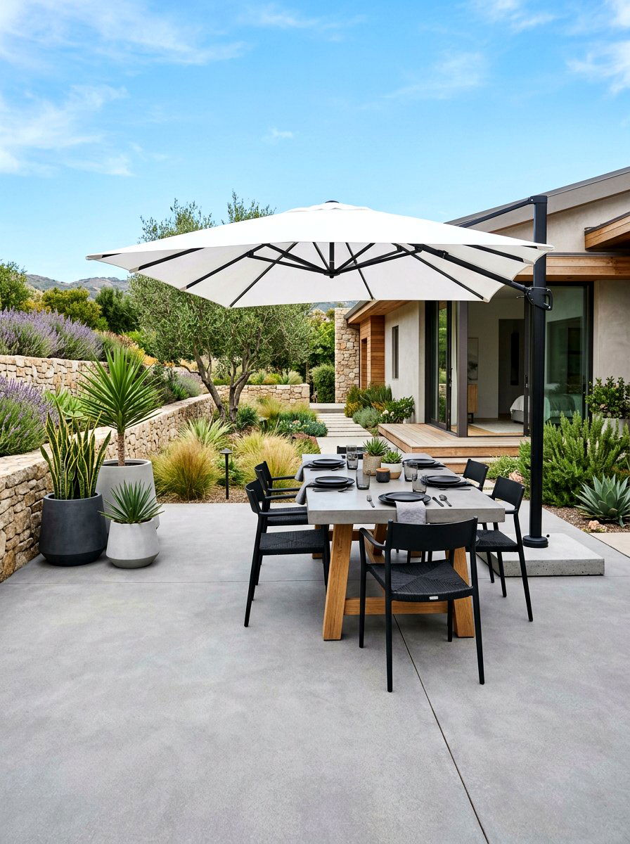 Contemporary concrete patio - 30 outdoor dining nook ideas