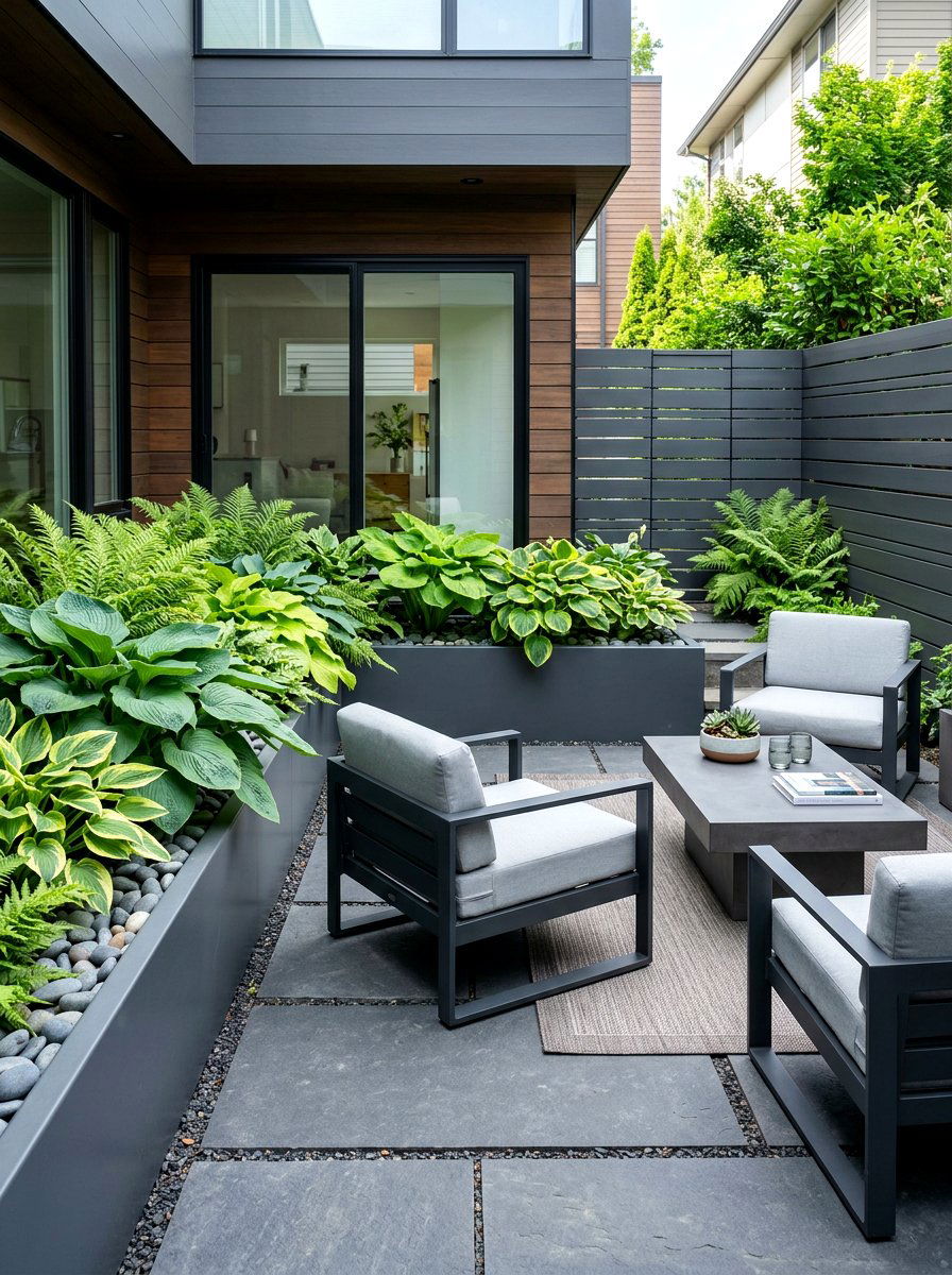 Contemporary courtyard hosta fern - 30 hosta and fern garden ideas