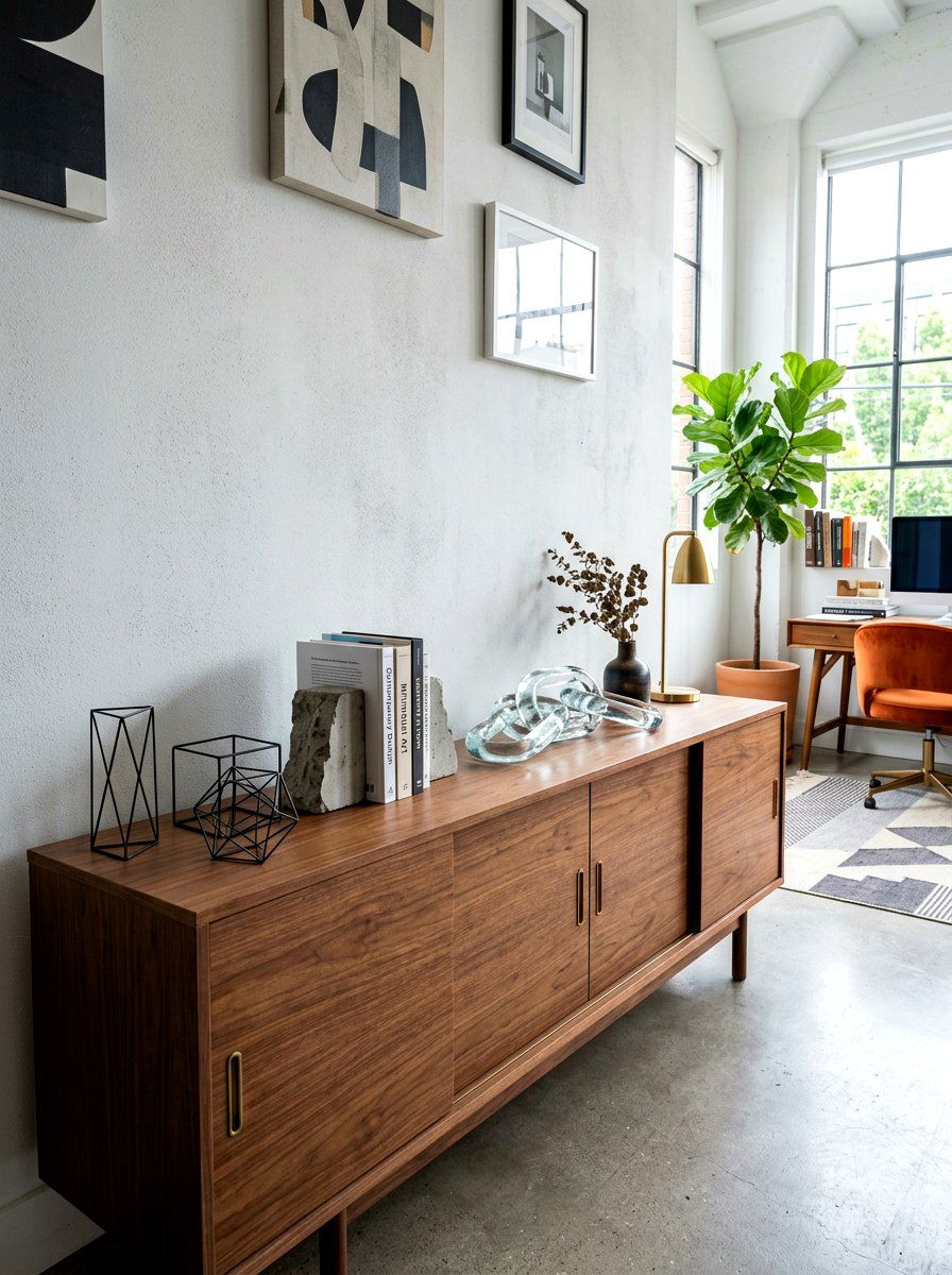 Contemporary credenza objects - 30 office credenza styling ideas