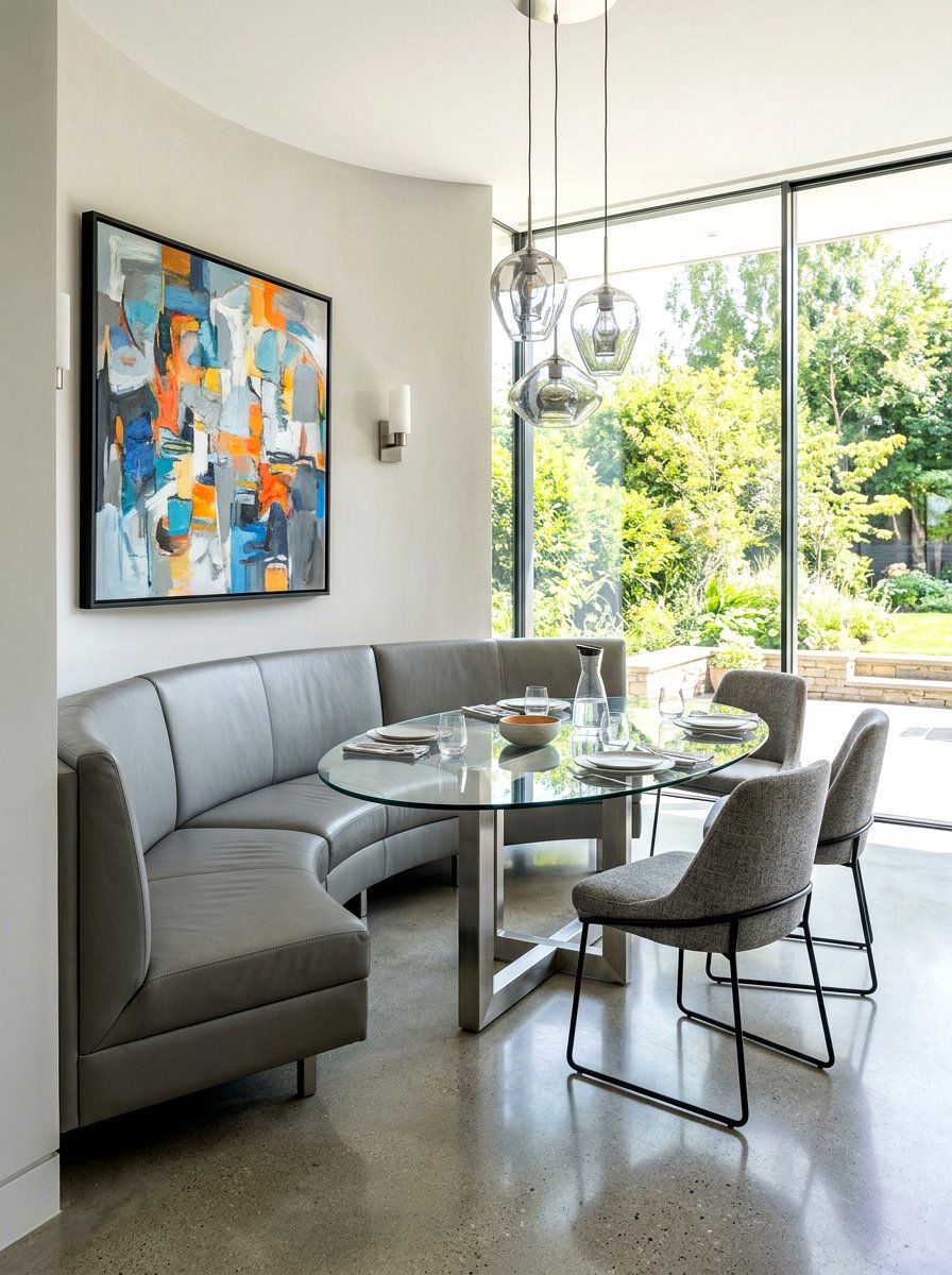 Contemporary curved dining area - 30 curved banquette ideas