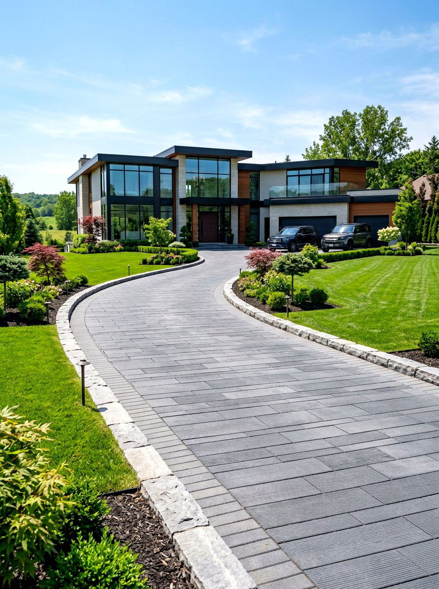 Contemporary driveway pavers - 30 luxury landscaping ideas
