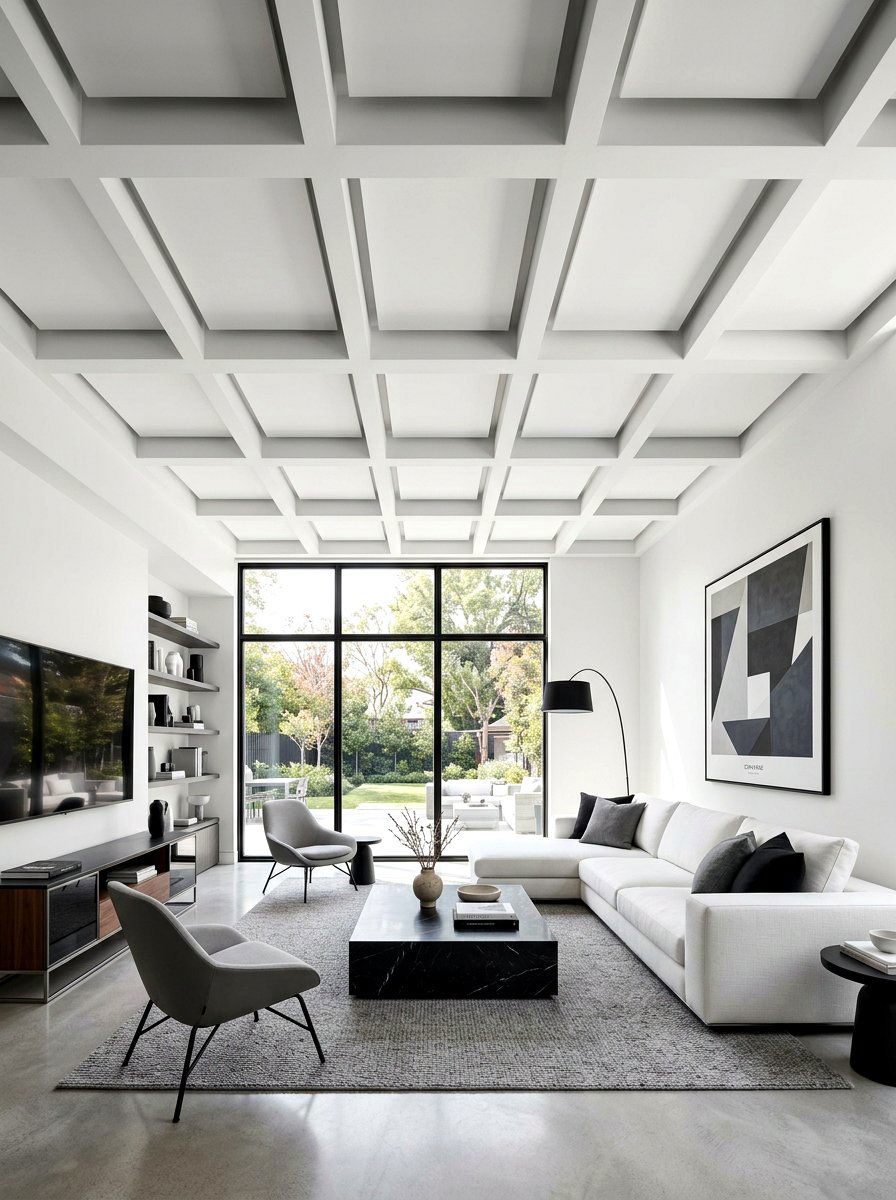 Contemporary flat panel coffered ceiling - 30 coffered ceiling ideas