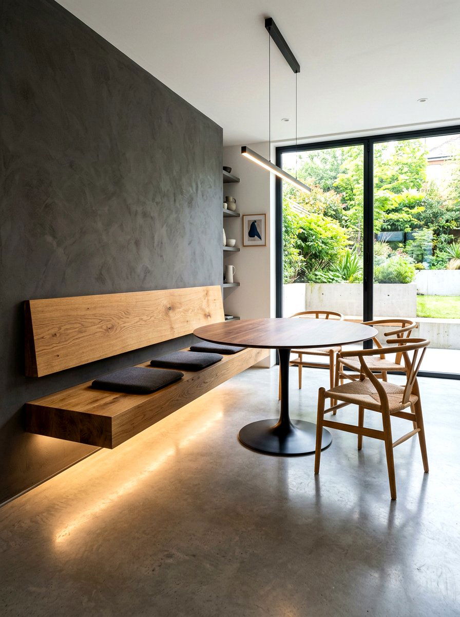 Contemporary floating bench seat - 30 bedroom breakfast nook ideas