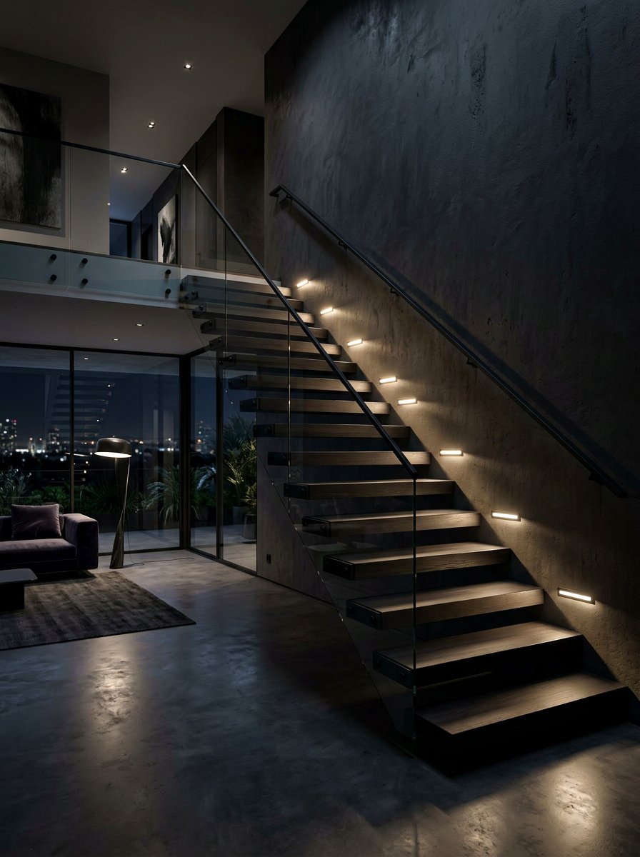 Contemporary floating stair accent lights - 30 statement staircase lighting ideas