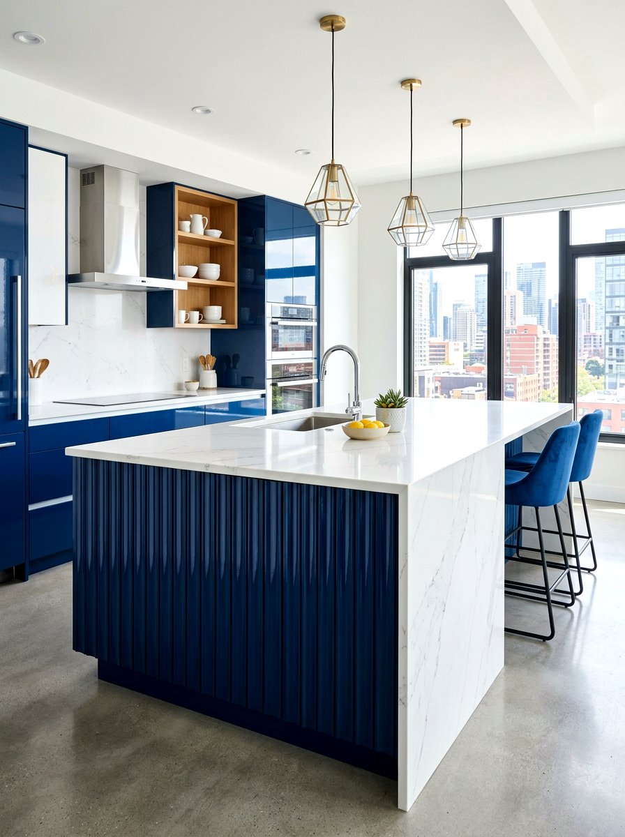 Contemporary fluted kitchen island - 30 fluted kitchen island ideas