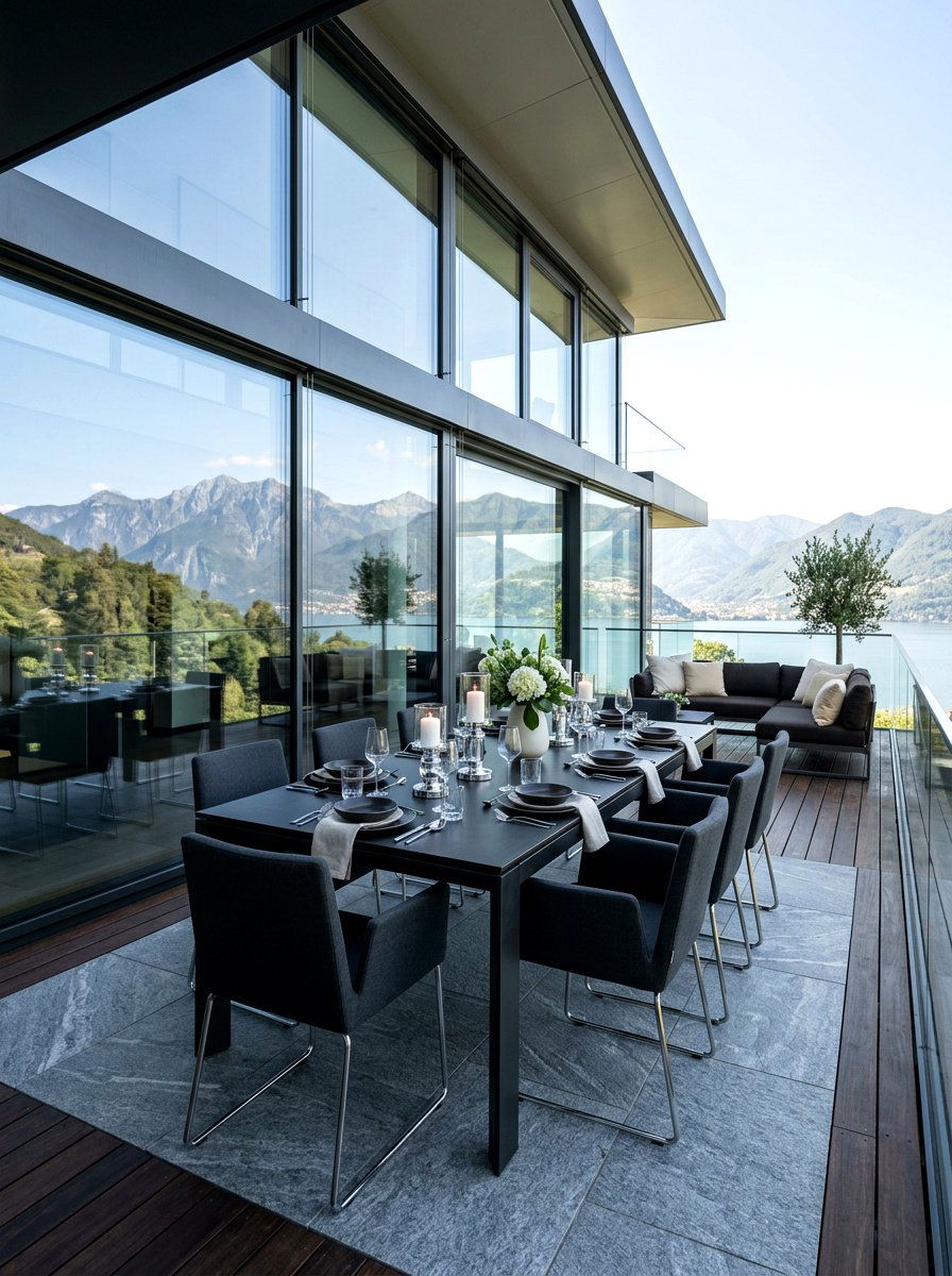 Contemporary glass house terrace - 30 candlelit patio dinner ideas