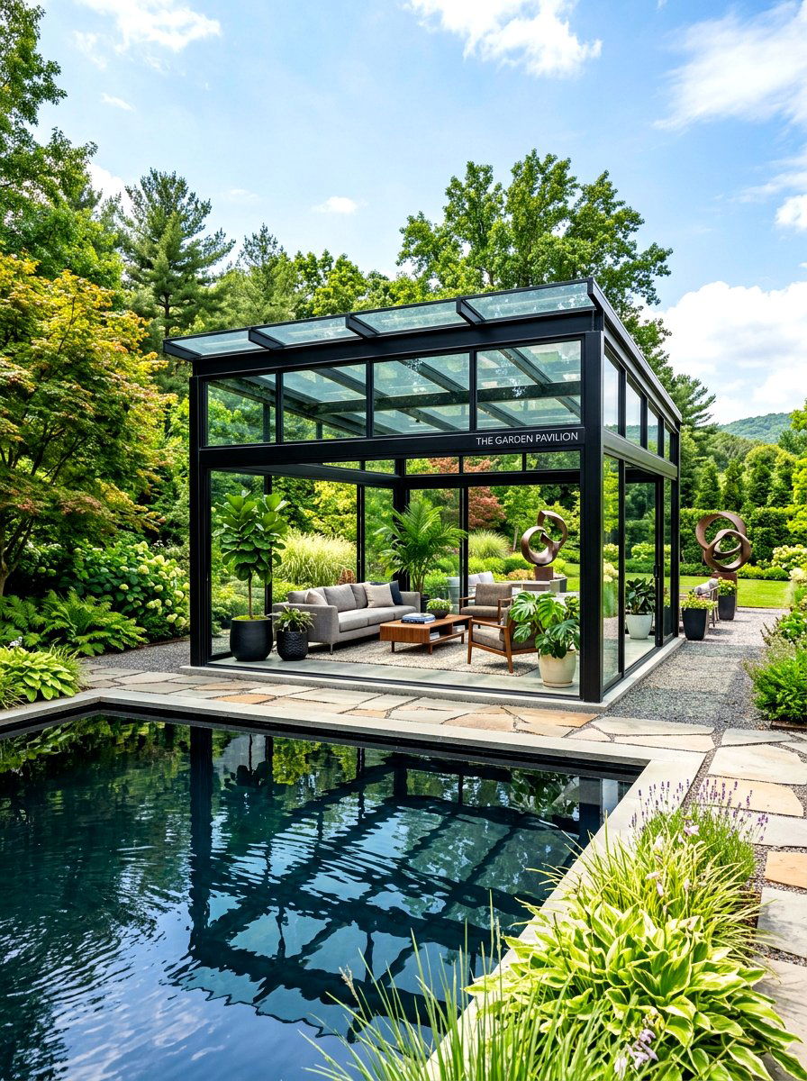 Contemporary glass pavilion - 30 open air pavilion ideas