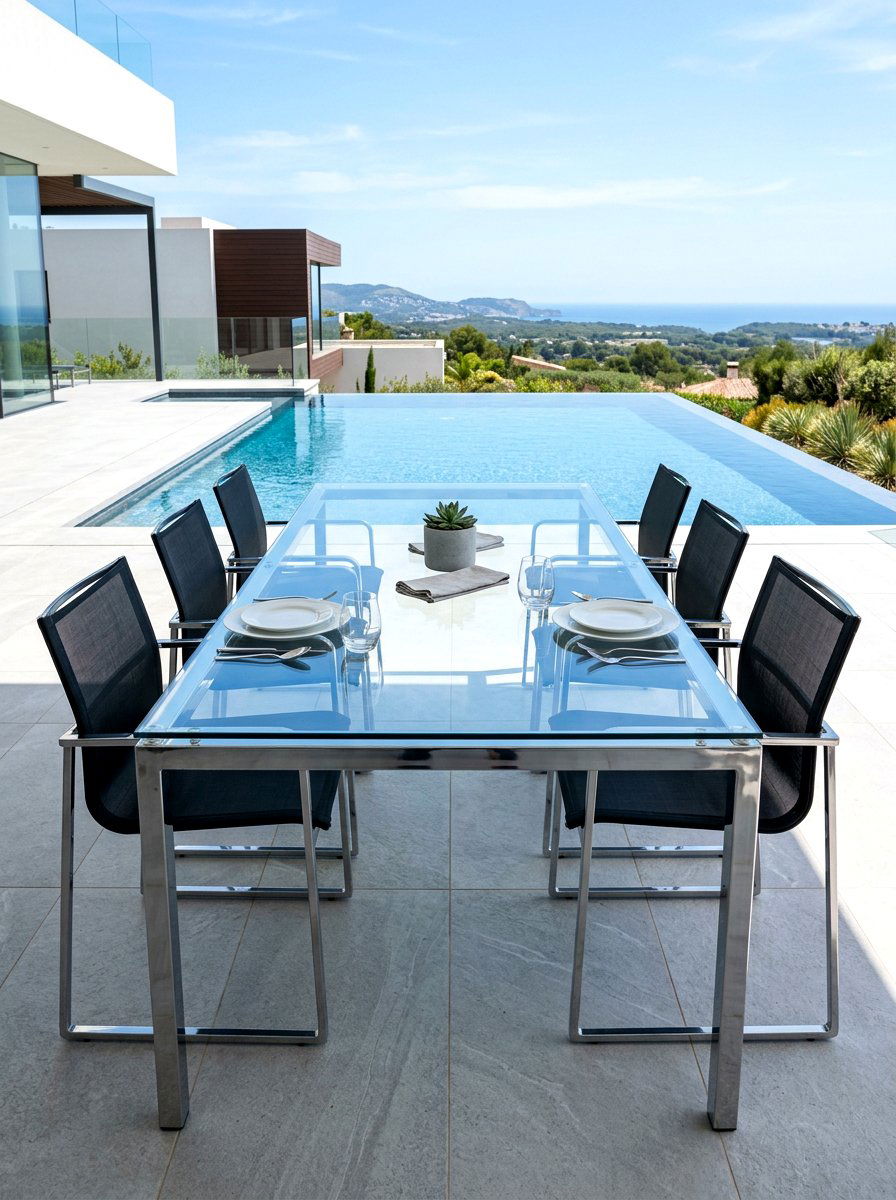Contemporary glass top table - 30 patio breakfast area ideas