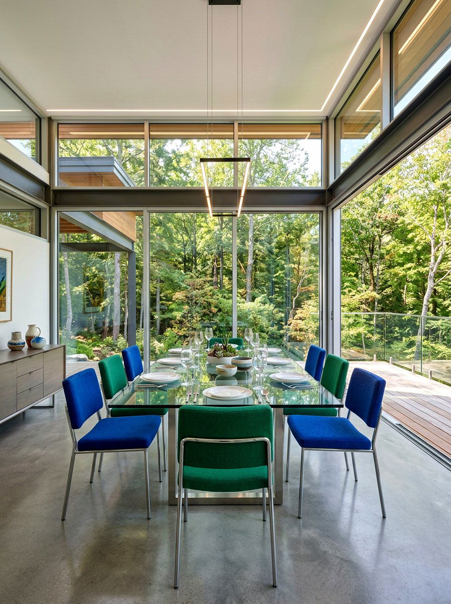 Contemporary glass villa dining - 30 villa dining room ideas
