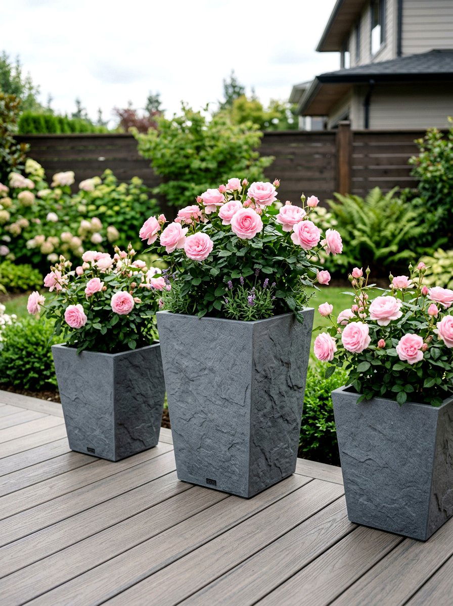 Contemporary gray planters - 30 front yard planter ideas