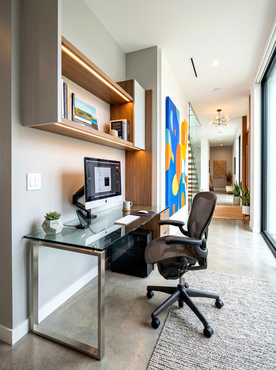 Contemporary hallway workstation - 30 hallway office nook ideas