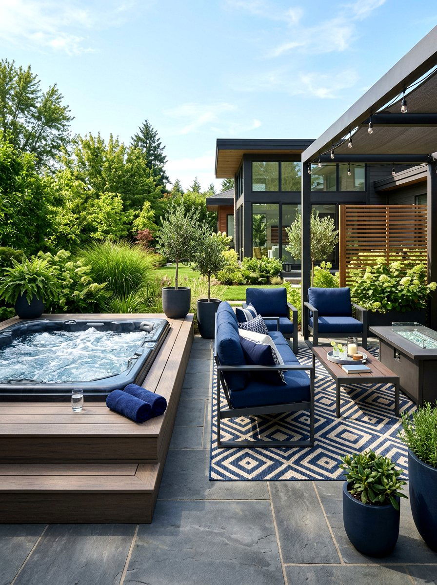 Contemporary hot tub lounge - 30 small hot tub patio ideas