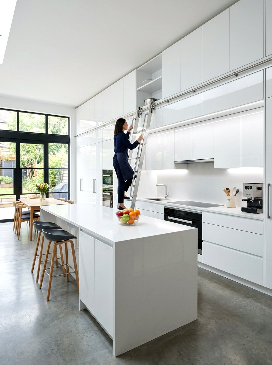 30 Library Ladder Kitchen Ideas for Smarter Pantry Organization