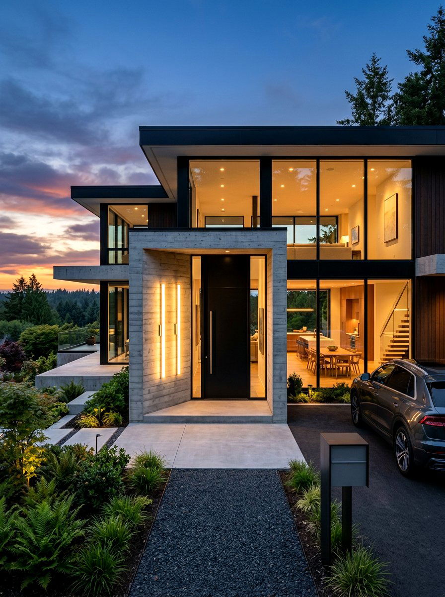Contemporary linear light - 30 exterior lighting ideas for front of house