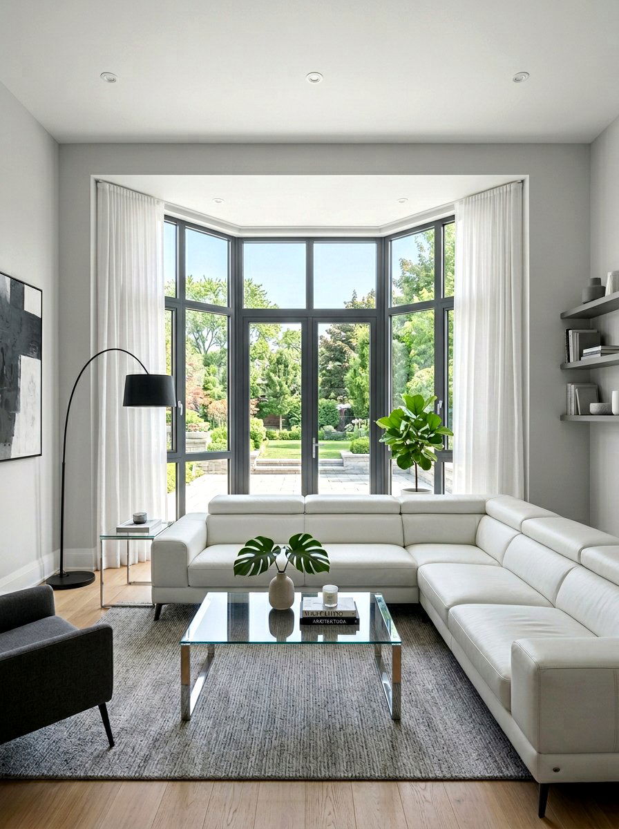 Contemporary living room bay window - 30 bay window ideas