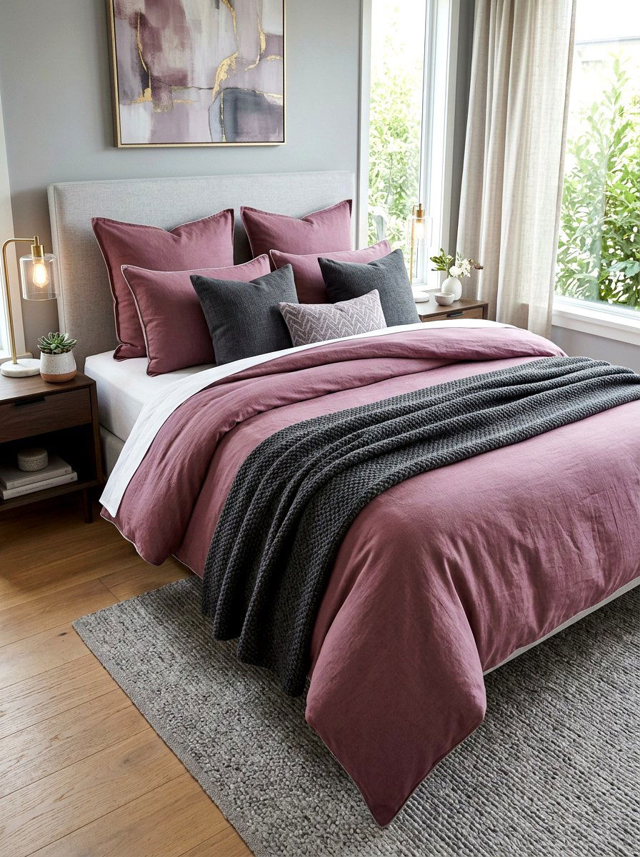Contemporary mauve bedding set - 30 tailored bedding ideas