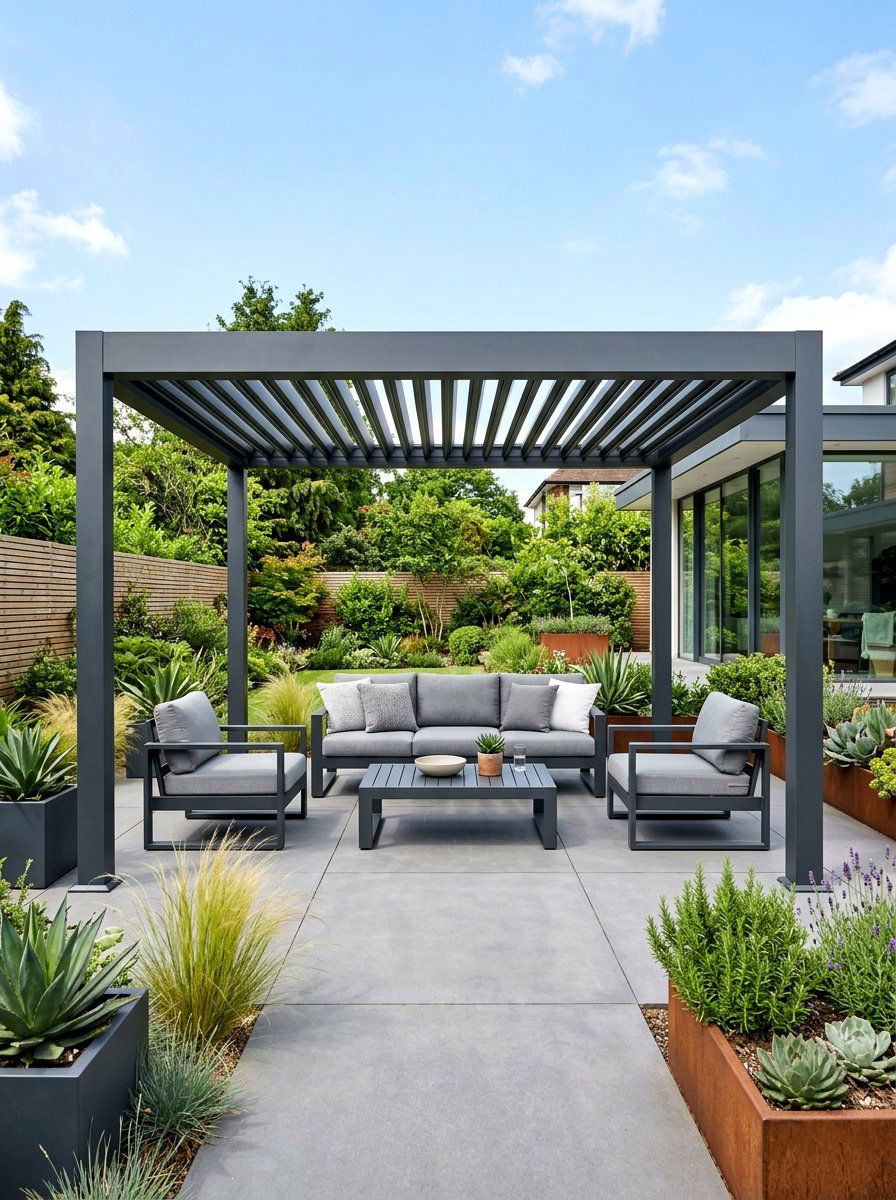 Contemporary metal pergola - 30 modern pergola ideas