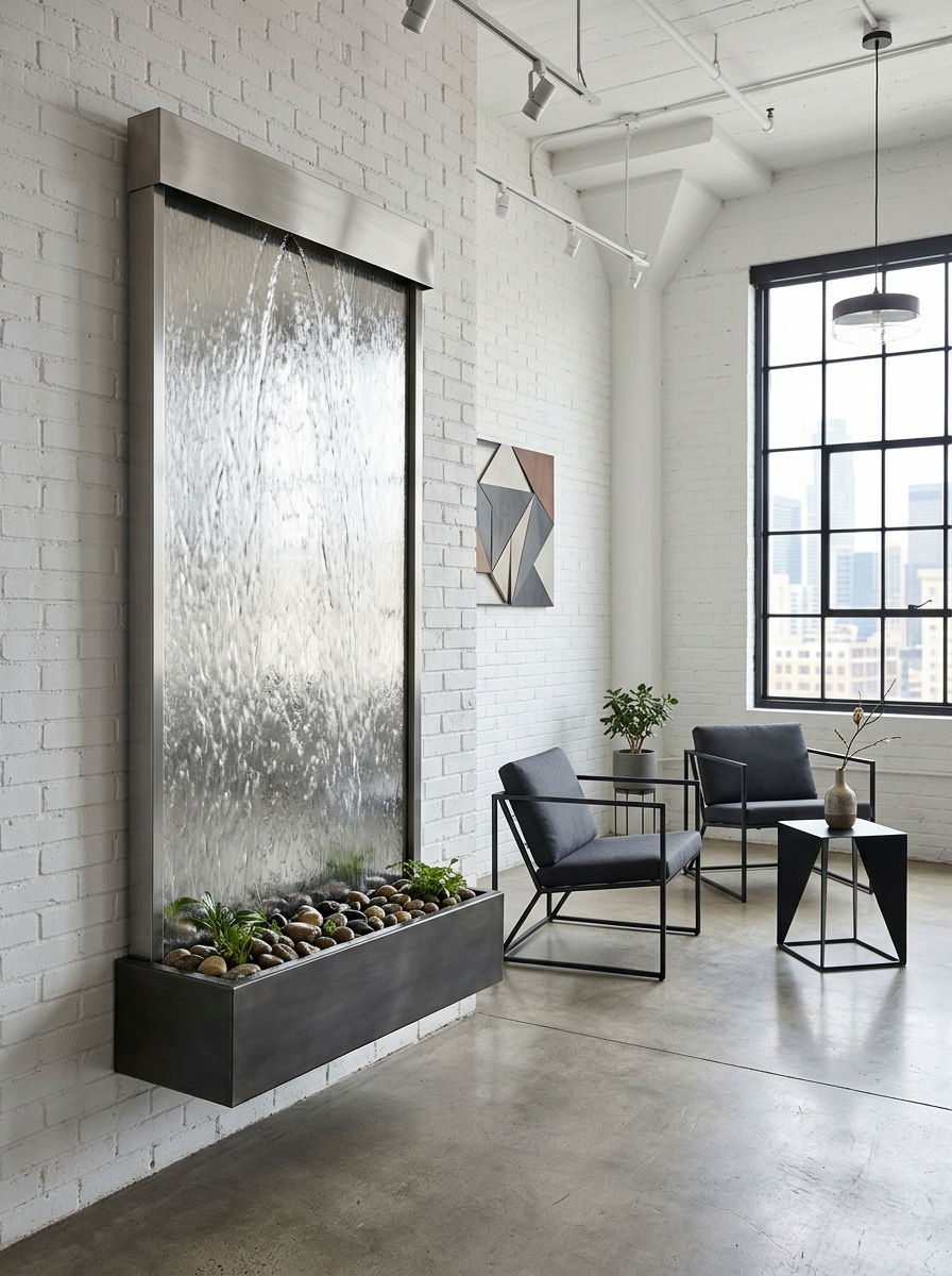 Contemporary metal wall fountain - 30 wall fountain ideas
