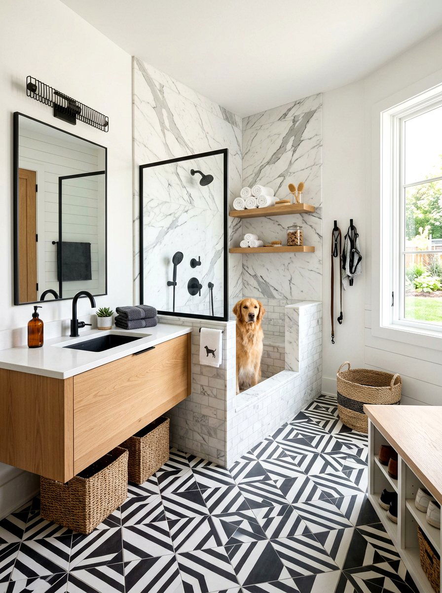 Contemporary mudroom pet wash - 30 mudroom dog wash ideas