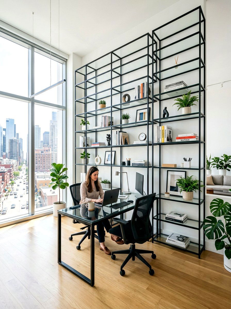 Contemporary open shelving office - 30 book lover office ideas